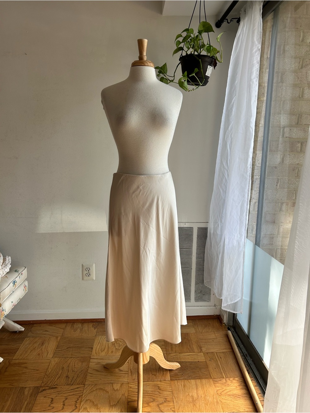 J crew cream midi satin skirt
